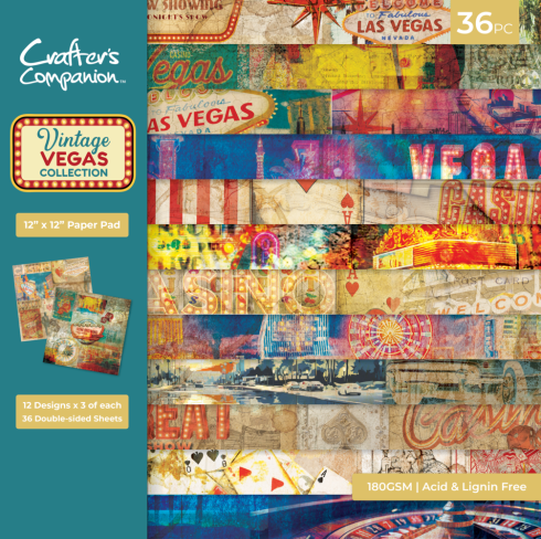 Crafters Companion - Designpapier "Vintage Vegas" Paper Pack 12x12 Inch - 36 Bogen