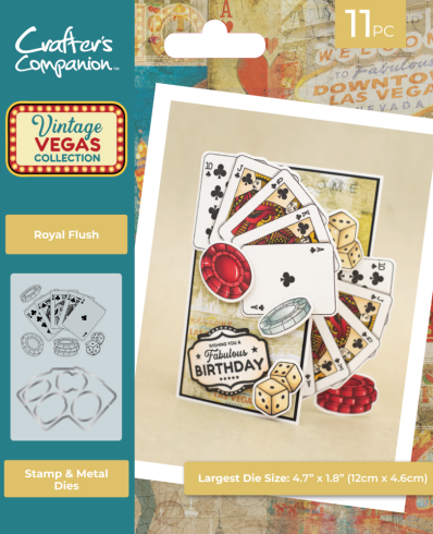 Crafters Companion - Stempelset & Stanzschablone "Royal Flush" Stamp & Dies