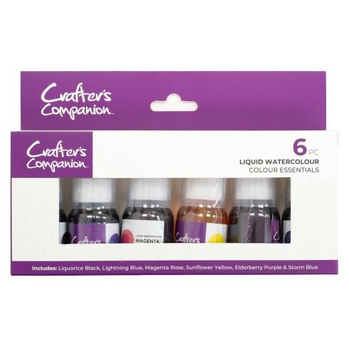 Crafters Companion - Aquarellfarbe "Liquid Watercolours Colour Essentials" 6 Stück