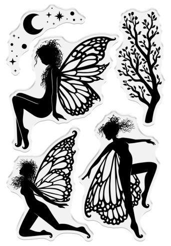 Crafters Companion - Stempelset "Fluttering Fairies" Clear Stamps