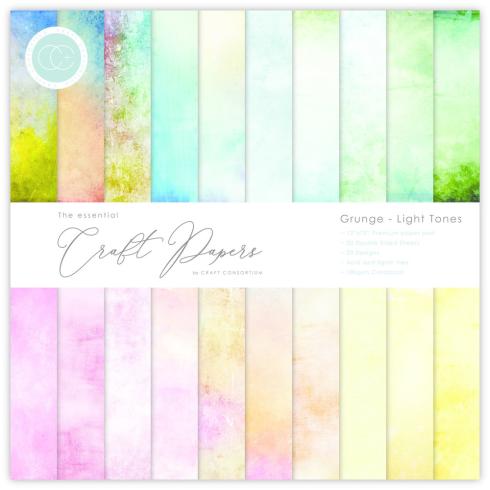 Craft Consortium - Designpapier "Grunge Light Tones" Paper Pad 12x12 Inch - 30 Bogen