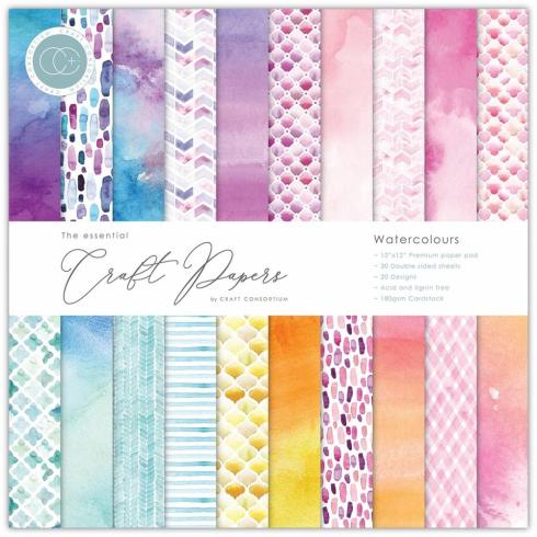 Craft Consortium - Designpapier "Watercolours" Paper Pad 6x6 Inch - 20 Bogen