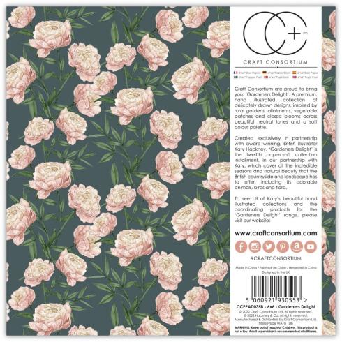 Craft Consortium - Designpapier "Gardeners Delight" Paper Pad 6x6 Inch - 40 Bogen