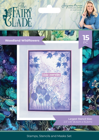 Crafters Companion - Stempel & Schablone "Woodland Wildflowers" Clear Stamps & Stencil