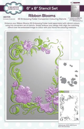 Creative Expressions - Schablone "Ribbon Blooms" Stencil 15,2x20,3 Inch