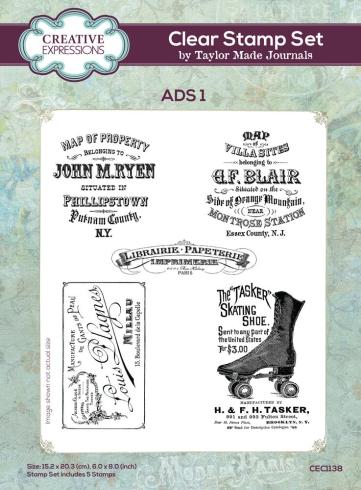 Creative Expressions - Stempelset "Ads 1" Clear Stamps 6x8 Inch Design by Taylor Made Journals