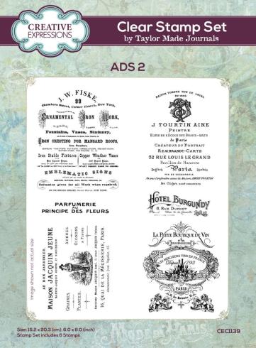 Creative Expressions - Stempelset "Ads 2" Clear Stamps 6x8 Inch Design by Taylor Made Journals