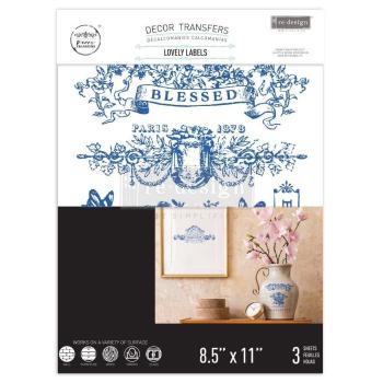 Re-Design with Prima - Transfer Aufkleber 8,5x11 Inch "Lovely Labels" Decor Transfer 3 Bogen 