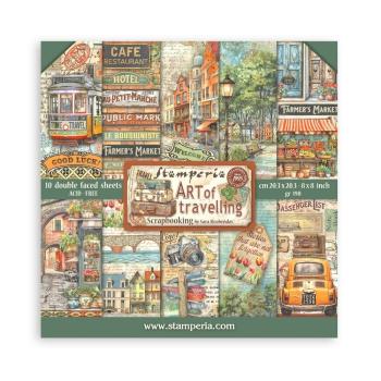 Stamperia - Designpapier "Art of Travelling" Paper Pack 8x8 Inch - 10 Bogen