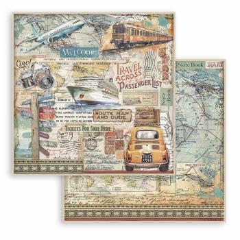 Stamperia - Designpapier "Art of Travelling" Paper Pack 8x8 Inch - 10 Bogen