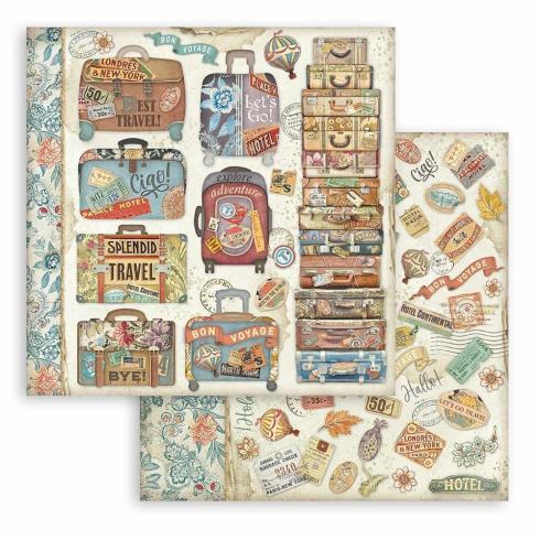 Stamperia - Designpapier "Art of Travelling" Paper Pack 8x8 Inch - 10 Bogen