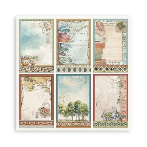 Stamperia - Designpapier "Art of Travelling" Maxi Paper Pack 8x8 Inch - 22 Bogen