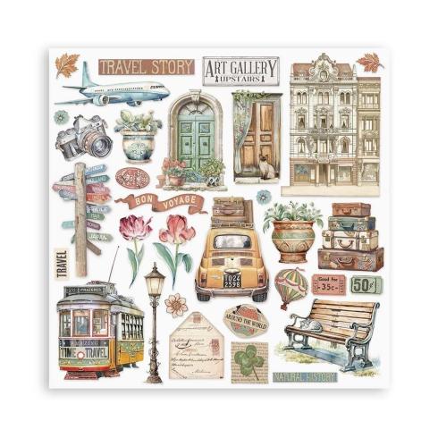 Stamperia - Designpapier "Art of Travelling" Maxi Paper Pack 8x8 Inch - 22 Bogen