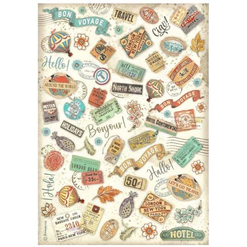 Stamperia - Decopatch Papier "Labels" Decoupage A4 - 6 Bogen  