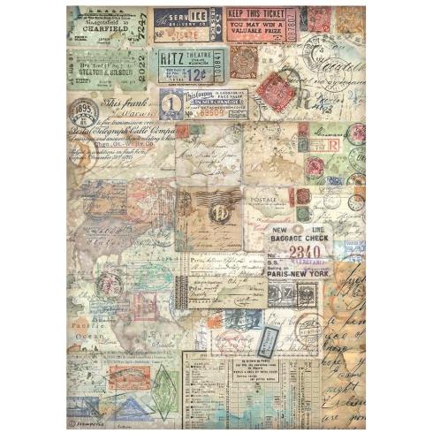 Stamperia - Decopatch Papier "Tickets" Decoupage A4 - 6 Bogen  