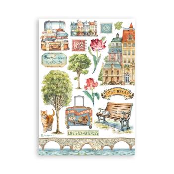 Stamperia - Washi Papier "Art of Travelling" Washi Pad 14,8x21cm - 8 Bogen