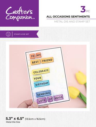 Crafters Companion - Stempelset & Stanzschablone "All Occasions Sentiments" Stamp & Dies