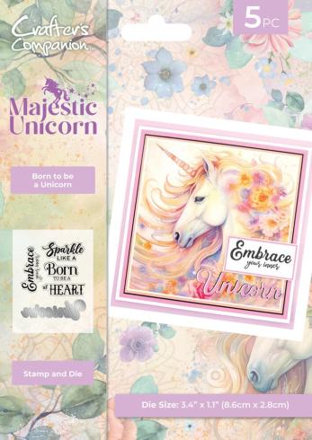 Crafters Companion - Stempelset & Stanzschablone "Born to be a Unicorn" Stamp & Dies