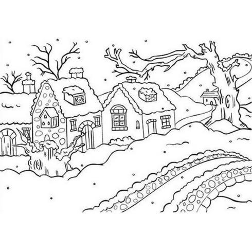 Nellie Snellen - Prägefolder "Landschaft Dorf im Schnee" 3D Embossing Folder 