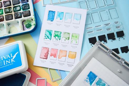 Sizzix - Stanzschablone & Stempelset "Painted Palettes" Framelits Craft Dies & Clear Stamps by 49 and Market