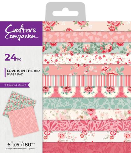 Crafters Companion - Designpapier "Love is in the Air" Paper Pack 6x6 Inch - 24 Bogen