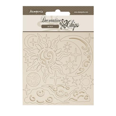 Stamperia - Holzteile 14x14 cm "Sun And Moon" Decorative Chips