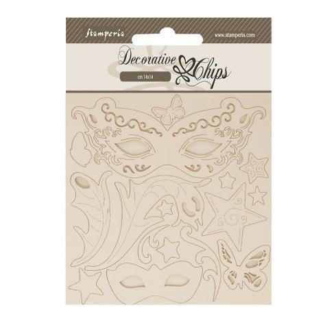 Stamperia - Holzteile 14x14 cm "Masks" Decorative Chips