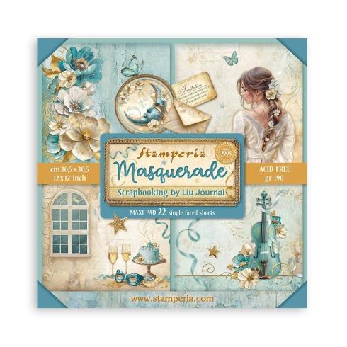 Stamperia - Designpapier "Masquerade" Maxi Paper Pack 12x12 Inch - 22 Bogen