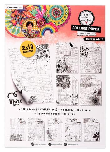 Art By Marlene - Designpapier "Collage Black & White" Paper Pack A4 - 20 Bogen