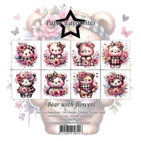 Paper Favourites - Designpapier "Bear With Flowers" Paper Pack 6x6 Inch - 24 Bogen