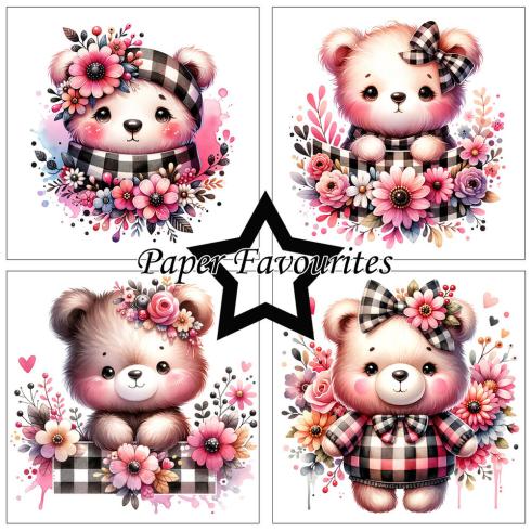 Paper Favourites - Designpapier "Bear With Flowers" Paper Pack 6x6 Inch - 24 Bogen