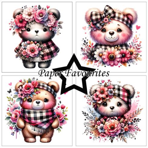 Paper Favourites - Designpapier "Bear With Flowers" Paper Pack 6x6 Inch - 24 Bogen