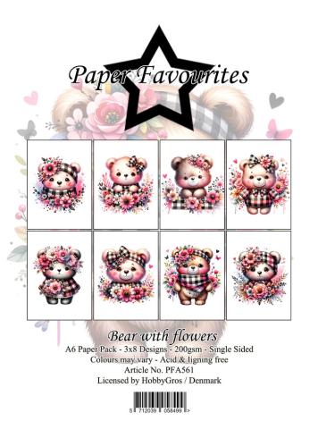 Paper Favourites - Designpapier "Bear With Flowers" Paper Pack A6 - 24 Bogen