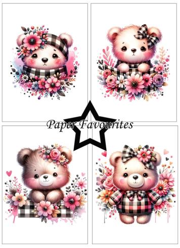 Paper Favourites - Designpapier "Bear With Flowers" Paper Pack A6 - 24 Bogen