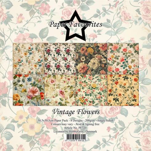 Paper Favourites - Designpapier "Vintage Flowers" Paper Pack 12x12 Inch 8 Bogen