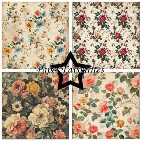 Paper Favourites - Designpapier "Vintage Flowers" Paper Pack 12x12 Inch 8 Bogen