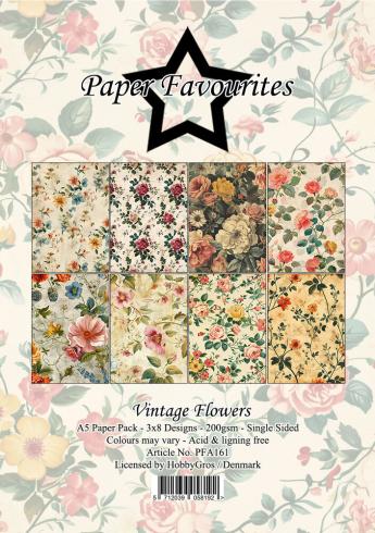 Paper Favourites - Designpapier "Vintage Flowers" Paper Pack A5 - 24 Bogen