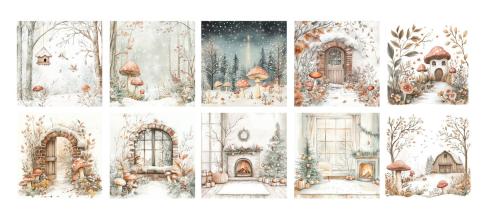 Dutch Doobadoo - Designpapier "Winter Wonderland" Paper Pack 20x20cm - 10 Bogen