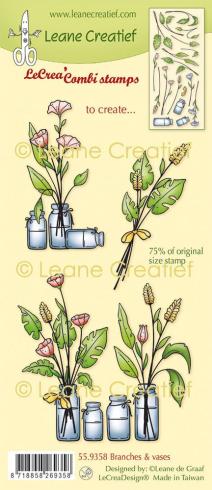 Leane Creatief - Stempelset "Flowers & Vases" LeCrea Combi Clear Stamps