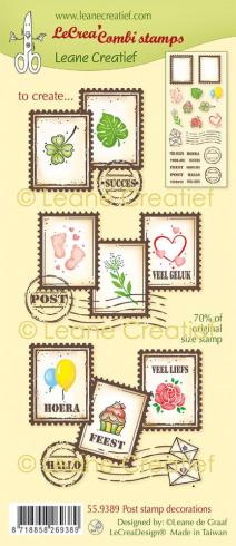 Leane Creatief - Stempelset "Post Stamp & Decorations" LeCrea Combi Clear Stamps