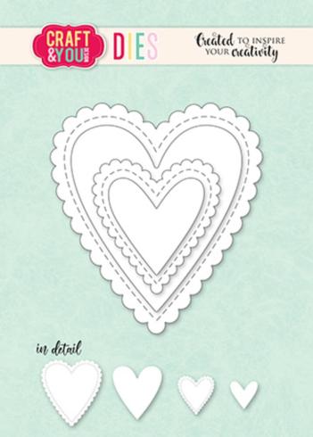 Craft & You Design - Stanzschablone "Biscuit Frame Hearts" Dies