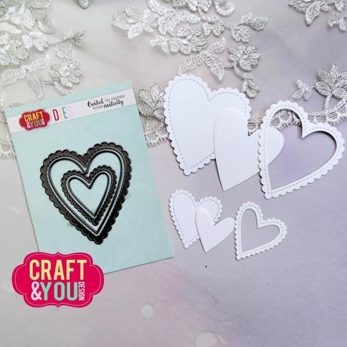 Craft & You Design - Stanzschablone "Biscuit Frame Hearts" Dies