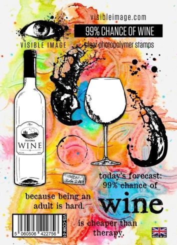 Visible Image - Stempelset A6 "99% Chance Of Wine" Clear Stamps