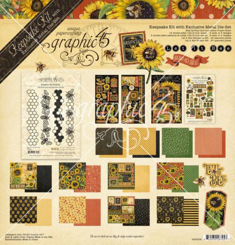 Graphic 45 - Designpapier "Let it Bee Keepsake Kit"  Deluxe Collectors Edition 12x12 Inch - 22 Bogen