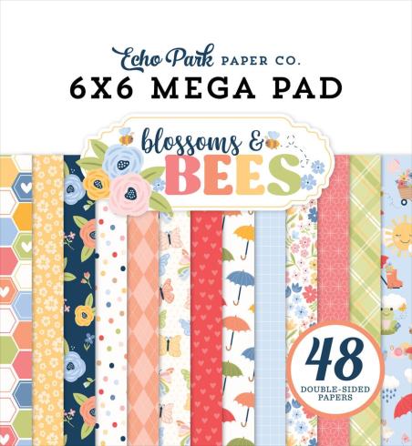 Echo Park - Designpapier "Blossoms And Bees" Cardmakers Mega Pad 6x6 Inch - 48 Bogen