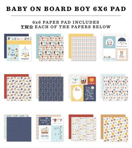 Echo Park - Designpapier "Baby On Board It's a Boy!" Paper Pack 6x6 Inch - 24 Bogen