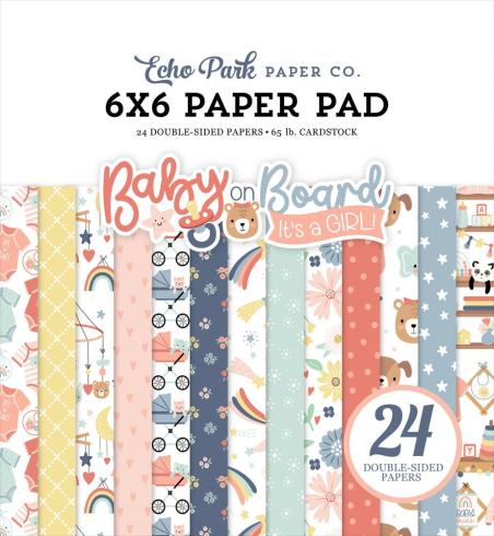 Echo Park - Designpapier "Baby On Board It's a Girl!" Paper Pack 6x6 Inch - 24 Bogen