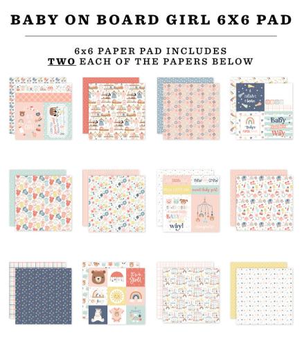 Echo Park - Designpapier "Baby On Board It's a Girl!" Paper Pack 6x6 Inch - 24 Bogen