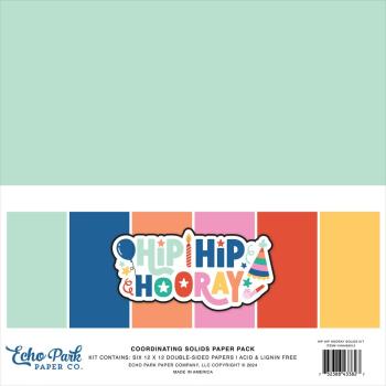 Echo Park - Cardstock "Hip Hip Hooray" Coordinating Solids Paper 12x12 Inch - 6 Bogen 