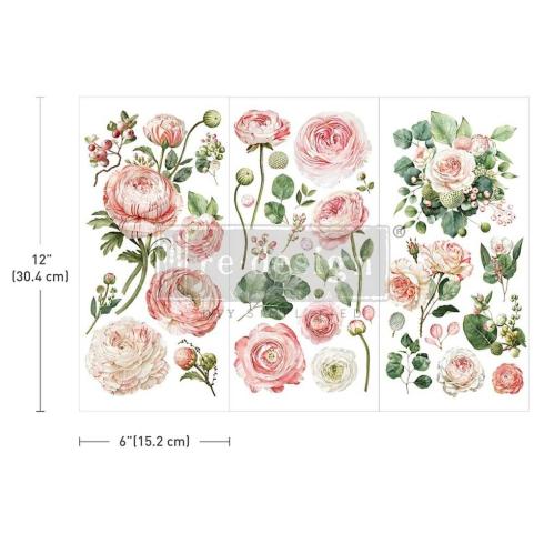 Re-Design with Prima - Transfer Aufkleber 6x12 Inch "Blushing Blooms" Decor Transfer 3 Bogen 